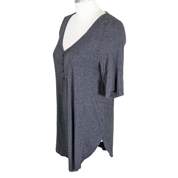 Torrid Super Soft Womens L Tunic Top Jersey Henley Gray Short Sleeve Longline - Picture 4 of 8